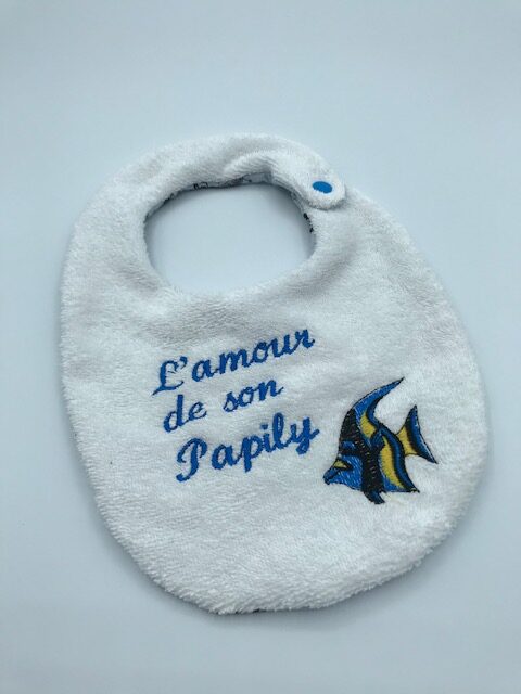 bavoir personnalisé - texte papily - coutirère perpignan bavoir papily